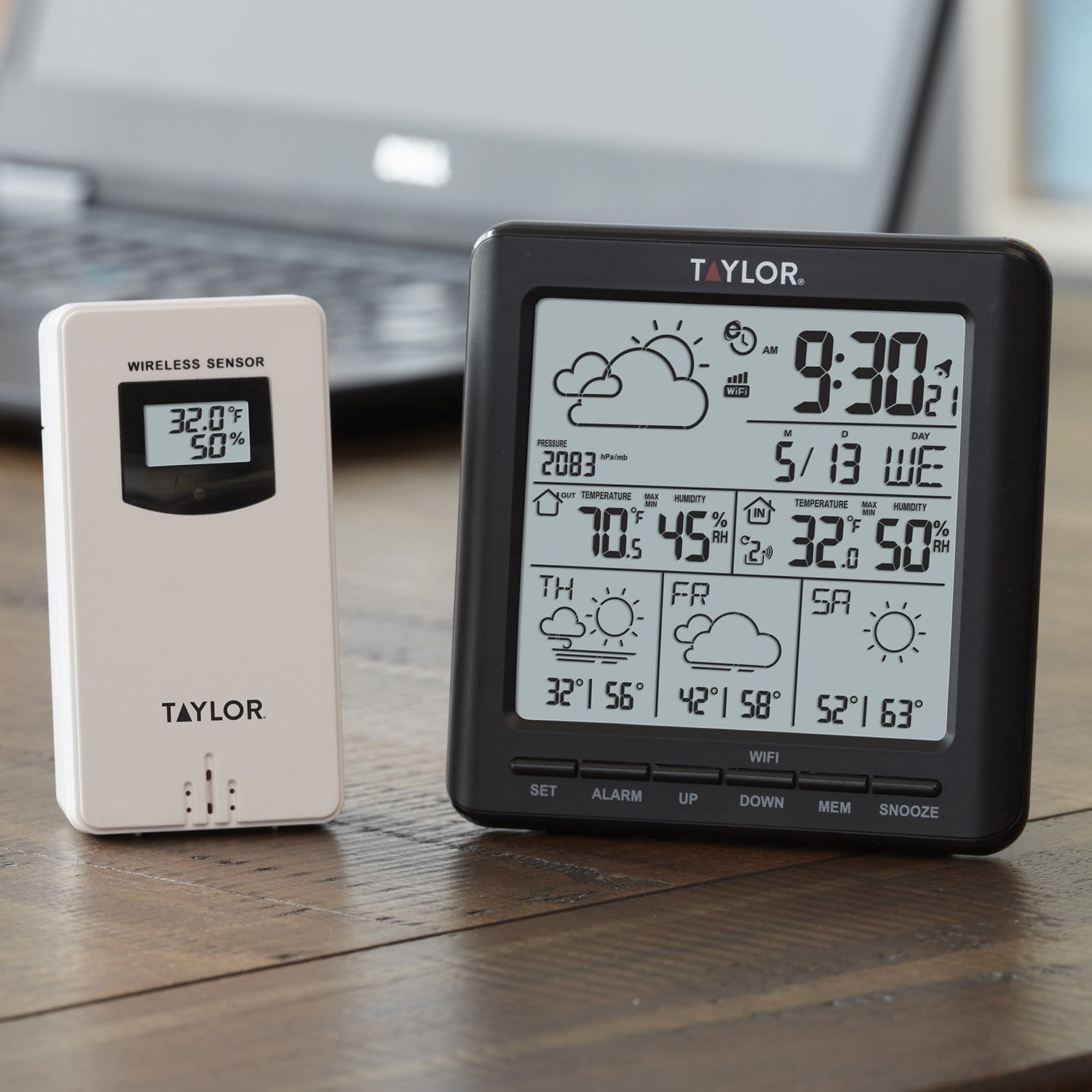 3 Channel Wireless Weather Station with Clock – Taylor USA