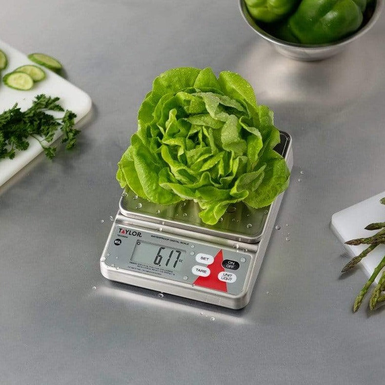 Taylor TE20SSW 20 lb Waterproof Digital Portion Control Scale With 6.7 x  7 Stainless Steel Platform