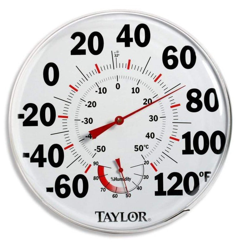 Taylor Precision Products Extra Large Metal Wall Indoor Outdoor  Thermometer,18 inch & Taylor Indoor Outdoor Thermometer