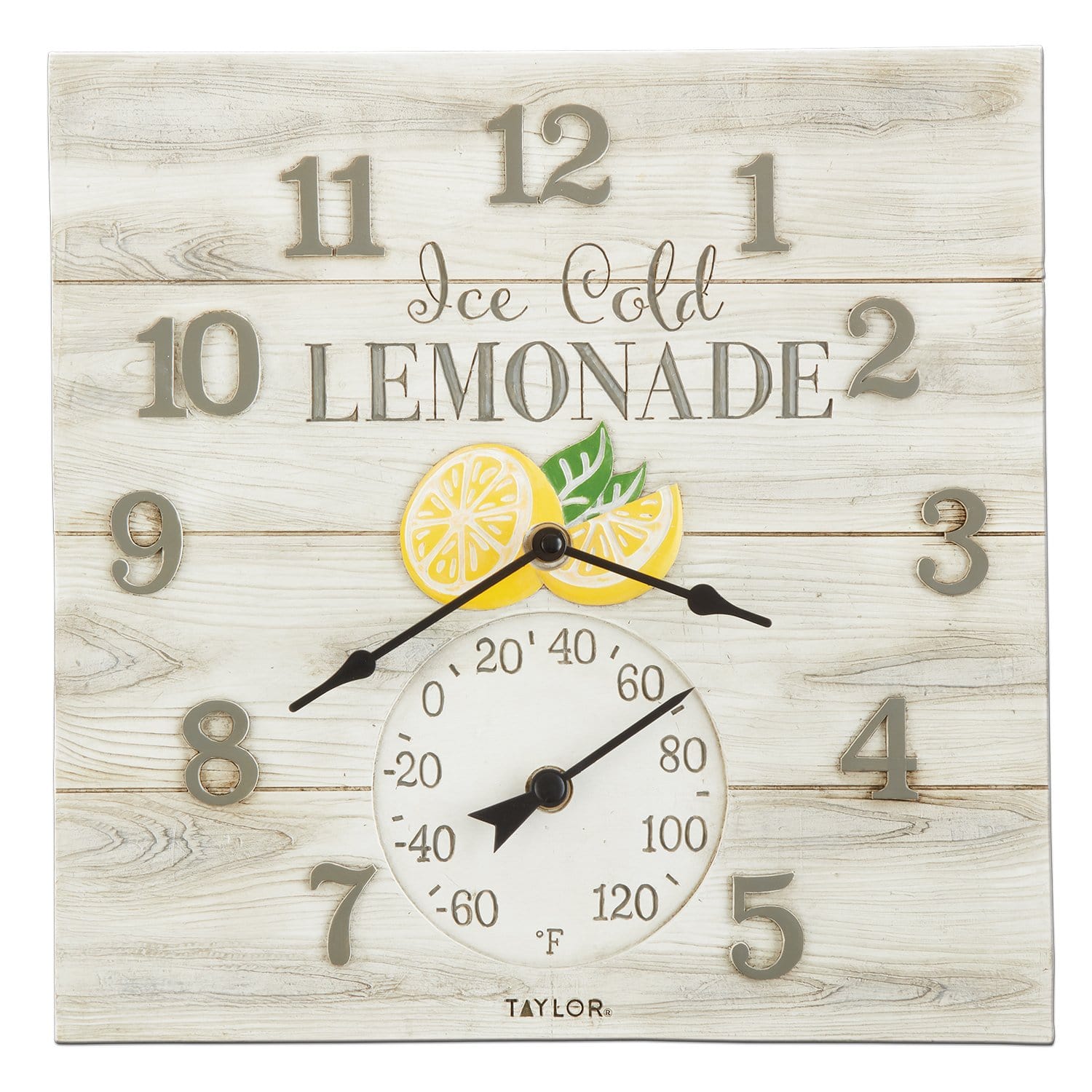 14"x14" Lemonade Clock with Thermometer