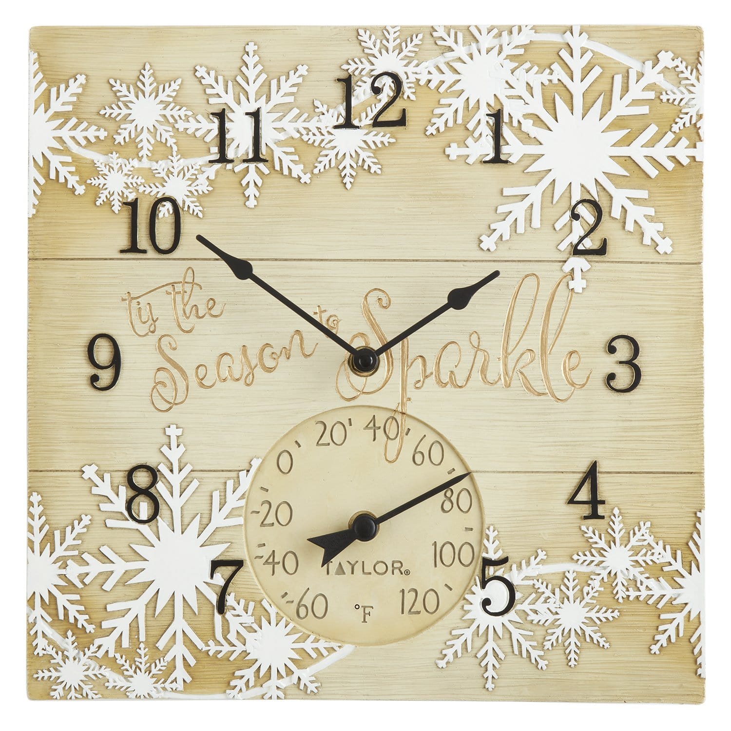 14"x14" Tis the Season to Sparkle Clock with Thermometer