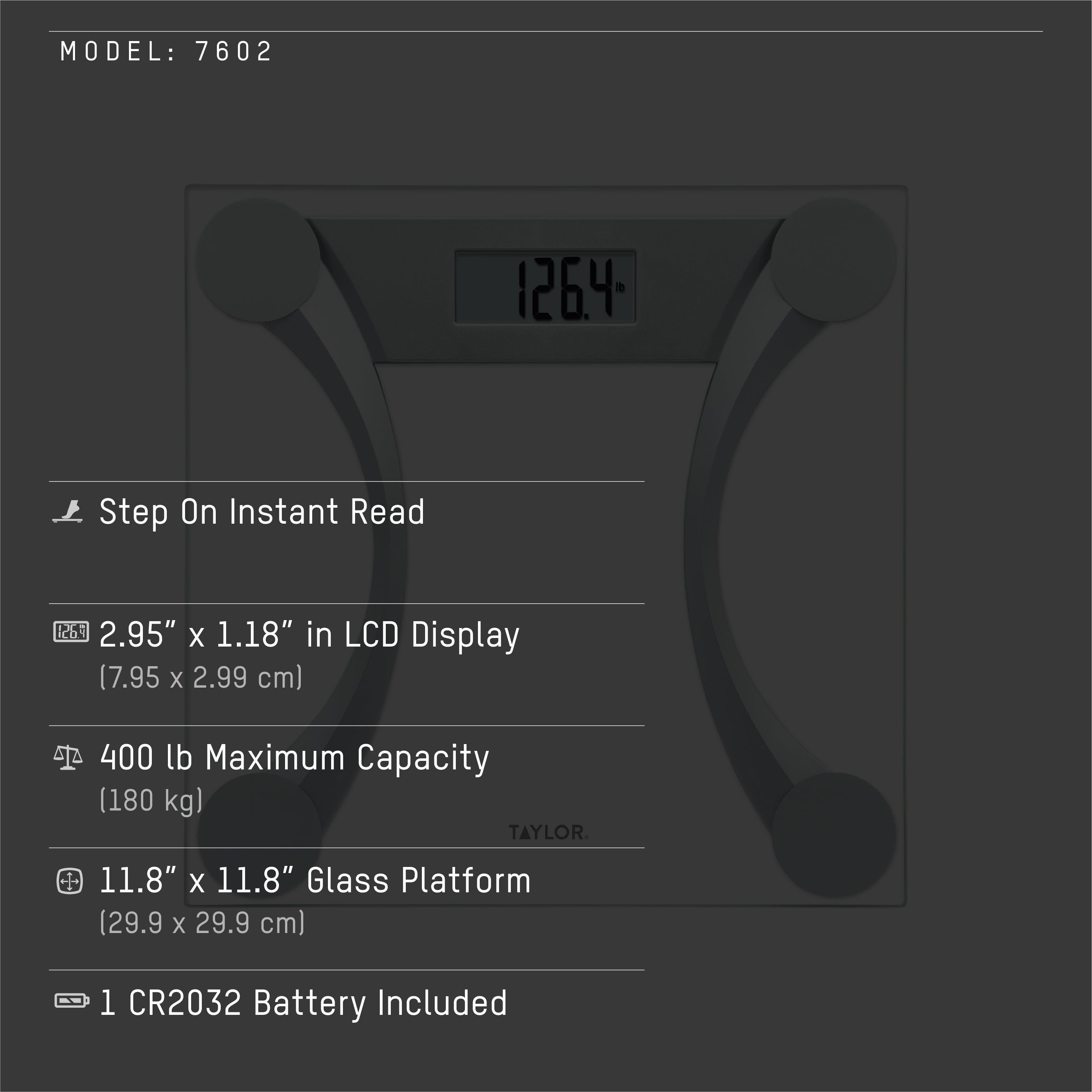 Clear Glass Digital Bathroom Scale with Metallic Accents