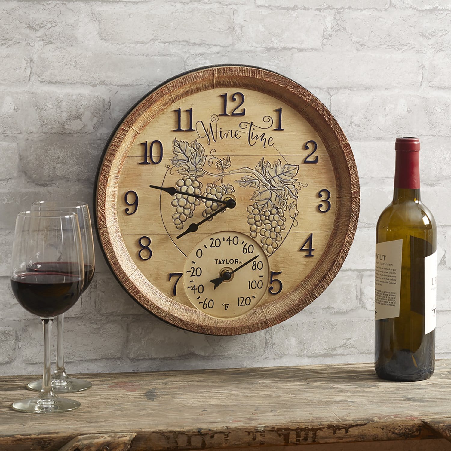 Reloj de 14" para medir el tiempo del vino con termómetro