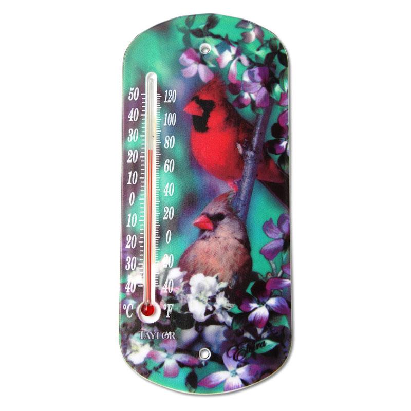 8" Suction Cup Decorative Cardinal Tube Thermometer