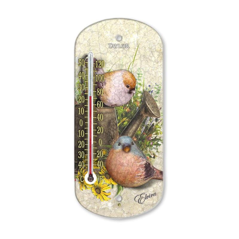 8" Suction Cup Decorative Chickadees Tube Thermometer